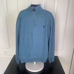 U.S. Polo Assn Sweatshirt Long Sleeve 1/4 Zip Mock Neck Blue Men’s Size Large